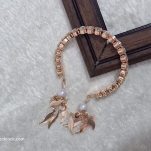Elegant Rose Gold Hand Bracelet with Stone Embellishments - Image 2