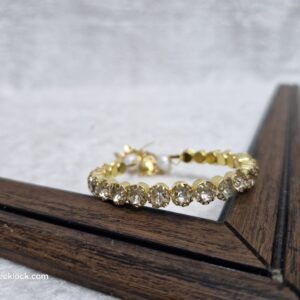 Elegant Gold-Tone Hand Bracelet with Stone Embellishments - Image 2