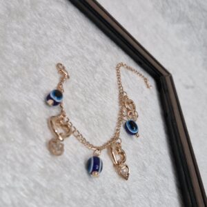 Rose Gold Evil Eye Protection Heart Charm Bracelet - Image 3