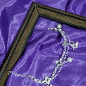 Butterfly & Star Charm Pearl Bracelet - Image 2