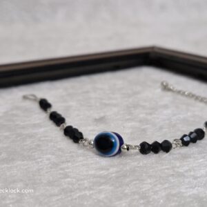Black Beaded Evil Eye Protection Bracelet Cum Anklets - Image 1