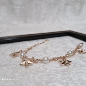 Rose Gold Star Charm Bracelet with Pearls - Image 2