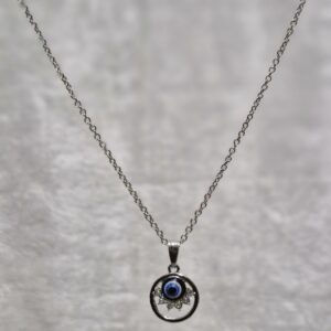 Evil Eye Protection Lotus Pendant Necklace - Image 1