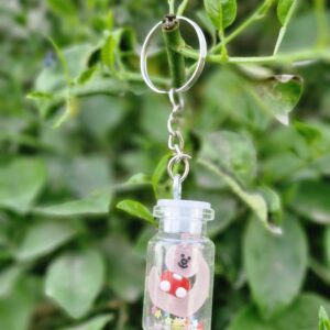 Pink Smiley Bear in a Jar Keychain - Image 1