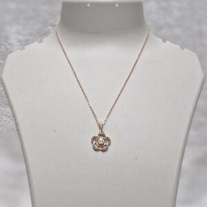 Blush Rose Gold Blossom Pearl Necklace - Image 2
