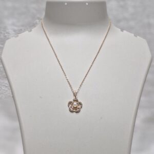 Blush Rose Gold Blossom Pearl Necklace - Image 2