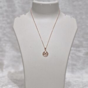 Rose Gold Crescent Moon Necklace with Pearl - Image 1