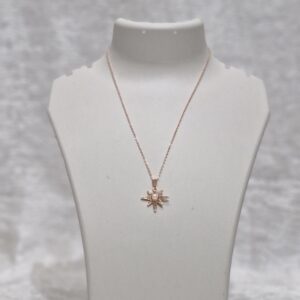 Rose Gold Starburst Necklace with Pearl & Crystals - Image 1