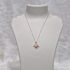 Rose Gold Starburst Necklace with Pearl & Crystals - Image 1