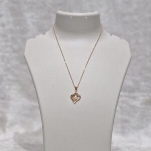 Rose Gold Heart Necklace with Pearl & Crystal Accents - Image 1