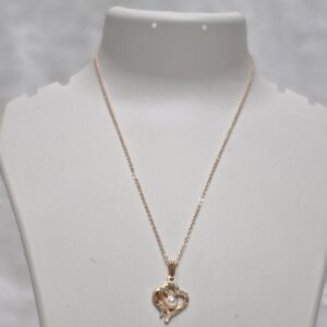 Rose Gold Heart Necklace with Pearl & Crystal Accents - Image 2