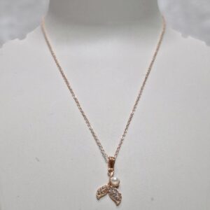 Elegant Rose Gold Mermaid Tail Necklace – Pearl & Crystal Charm - Image 2