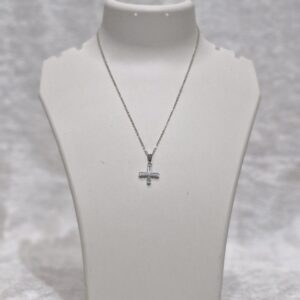 Silver Crystal Cross Pendant Necklace - Image 1