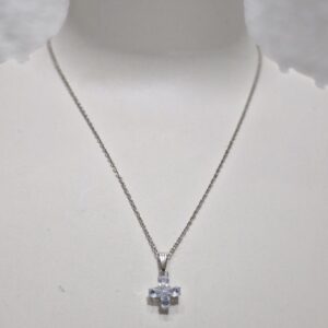 Silver Crystal Cross Pendant Necklace - Image 1