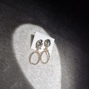 Crystal Elegance Oval Drop Earrings - Image 1