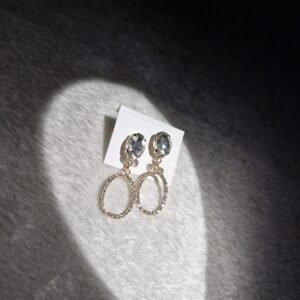 Crystal Elegance Oval Drop Earrings - Image 1