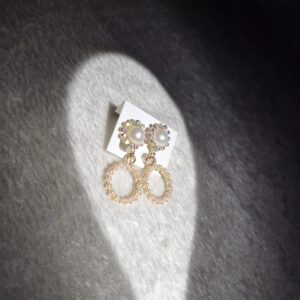 Elegant Pearl & Crystal Hoop Earrings - Image 1