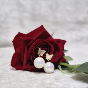 Butterfly Pearl Drop Earrings – Grace & Elegance - Image 2