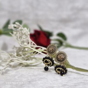 Elegant Black & Gold Jhumka Earrings – Traditional & Timeless - Image 1
