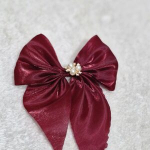 Crimson Pearl Bow Clip – Grace in Every Detail - Image 1