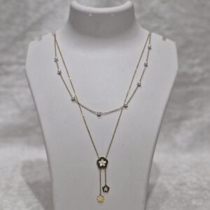Elegant Pearl Dual-Layer Flower Pendant Necklace (Premium Anti-Tarnish) - Image 1