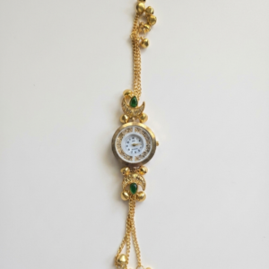 Kashmiri Gold-Plated Bracelet Watch with Hanging Bells - Image 1