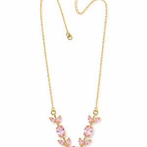 Pink Crystal Floral Necklace - Image 1