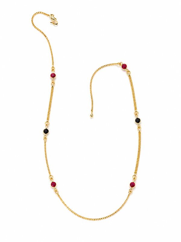 Ruby & Black Stone Anti-Tarnish Necklace