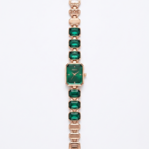 Green Crystal Cut Stone Bracelet Watch - Image 1