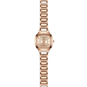 Women’s Rose Gold Square Dial Dress Watch with Crystal Markers - Image 1